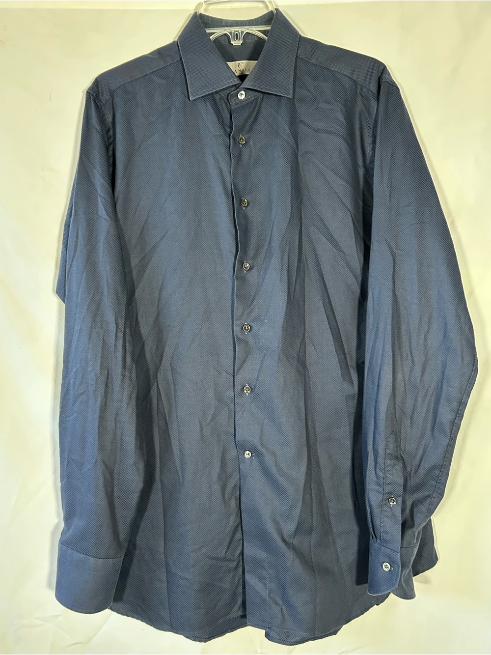 CANALI ROYAL BLUE GEOMETRIC SHAPE BUTTON DOWN ITALIAN DESIGNER DRESS SHIRT 16.5